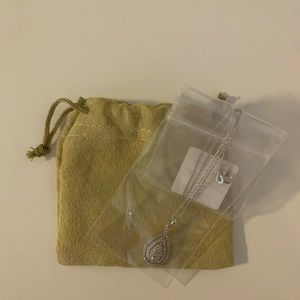 0.60 Karat Diamond Teardrop Necklace Sterling